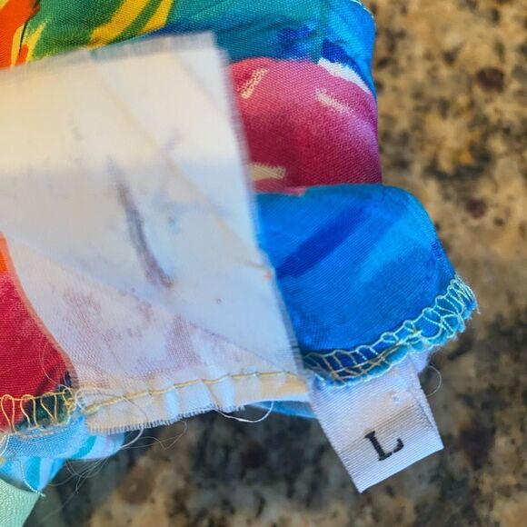 Bindi Sz L Vintage Hawaiian Vibrant Yellow Fish Print Sleeveless Tank Dress - Picture 8 of 8